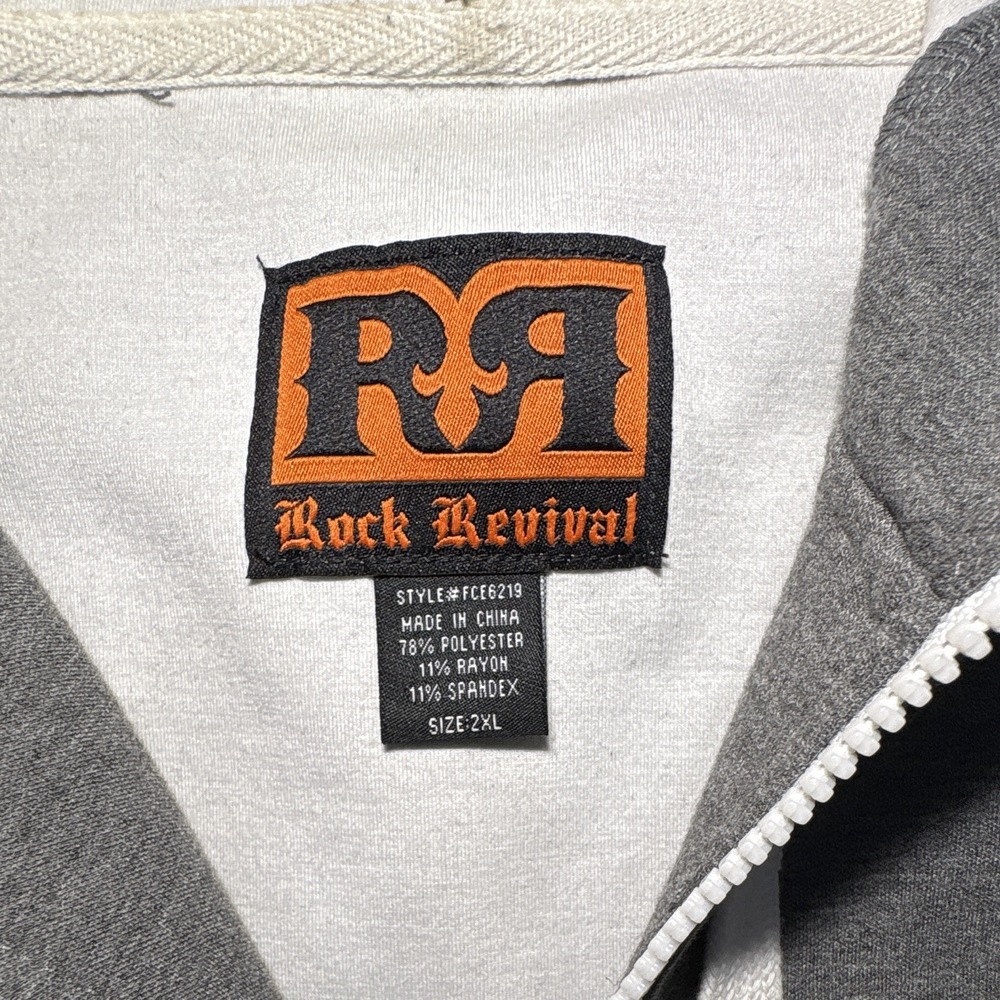 Rock Revival Men's 2XL Gray 2pc Zip Hoodie & Tapered Pants Set Pockets Logo - Picture 10 of 13
